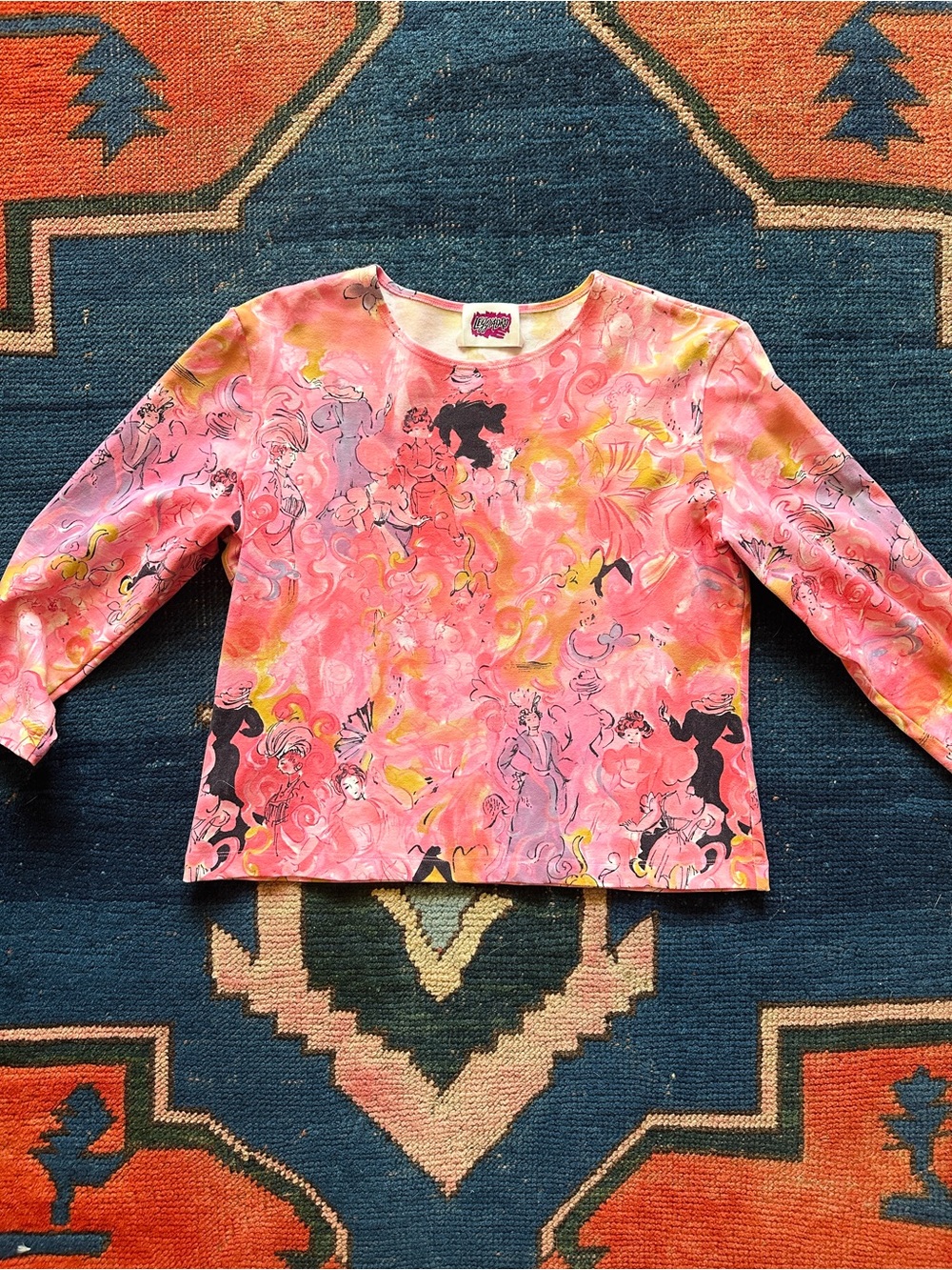 Leggiadro Pink and Black Swirl-Print Long Sleeve Top